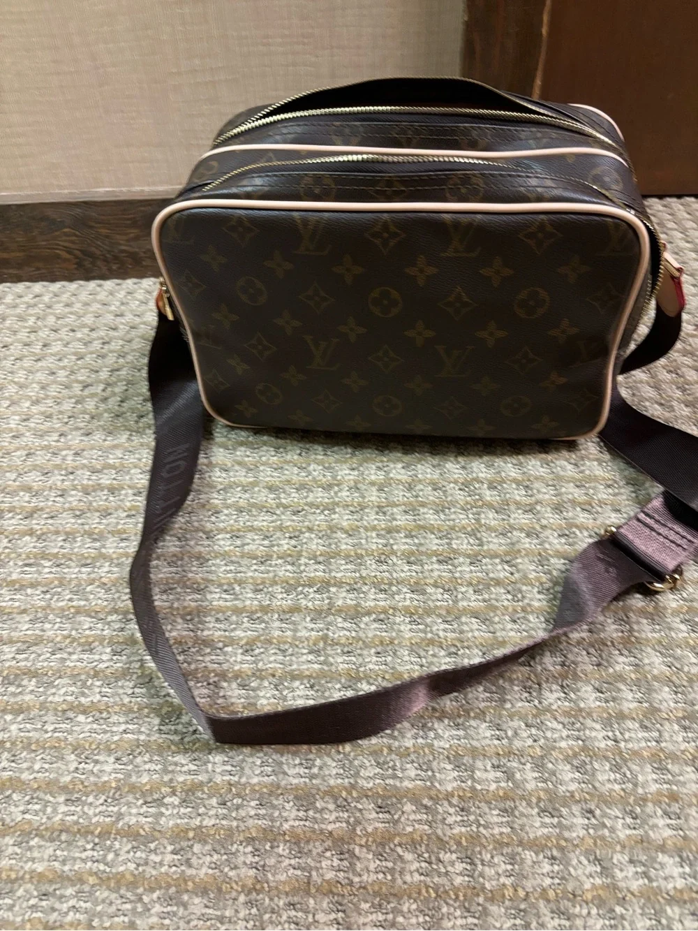 Canvas monogram camera bag
